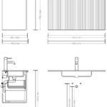 Dunkeleiche Badezimmermöbel 100 cm mit glatter Front, Innenschublade und beigem Kalkstein-Waschtisch