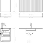 Dunkeleiche Badezimmermöbel 100 cm mit glatter Front, Innenschublade und Solid-Surface-Waschtisch