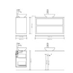 Wandhängendes Badezimmermöbel 120 cm aus dunkler Eiche mit Einzelwaschtisch und Granitplatte (elegant)