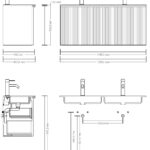 Dunkeleiche Badezimmermöbel 120 cm mit glatter Front, Innenschublade und beigem Kalkstein-Doppelwaschtisch