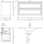 Klassischer Waschtischunterschrank 120 cm in Oval Room Blue mit Keramikwaschtisch und 2 Schubladen
