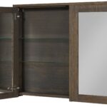 Spiegelschrank mit 2 Glasböden und zwei Türen aus massiver dunkler Eiche 120 cm