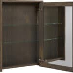 Spiegelschrank mit 2 Glaseinlegeböden und einer Tür aus schwarzer massiver Eiche 60 cm