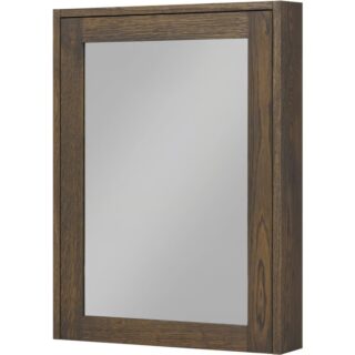 Spiegelschrank mit 2 Glaseinlegeböden und einer Tür aus schwarzer massiver Eiche 60 cm