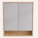 Spiegelschrank mit Regal, ausgestattet mit 2 Glasböden aus massiver Natureiche 80 cm.