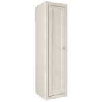 Kompakter Badezimmerschrank mit zwei Einlegeböden, ausgestattet mit einer Front im Landhausstil aus Skimming Stone 120 cm.