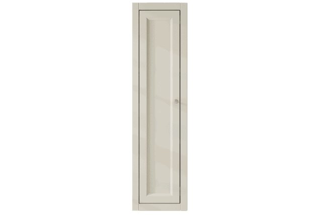Kompakter Badezimmerschrank mit zwei Einlegeböden und einer Front im Landhausstil aus Ammonit 120 cm.