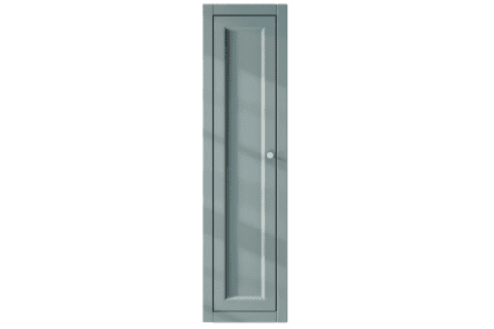 Kompakter Badezimmerschrank mit zwei Einlegeböden, ausgestattet mit einer Front im Landhausstil in Oval Room Blue 120 cm.
