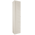 Mittelgroßer Badezimmerschrank mit drei Einlegeböden aus Skimming Stone mit einer Landhausfront 170 cm.