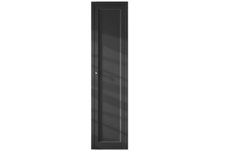 Geräumiger Badezimmerschrank mit drei Einlegeböden in Off-Black, ausgestattet mit einer Landhausfront 180 cm.