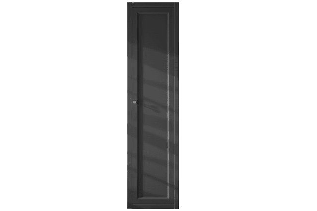 Geräumiger Badezimmerschrank mit drei Einlegeböden in Off-Black, ausgestattet mit einer Landhausfront 180 cm.