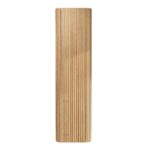 Softcube Badezimmerschrank 170 cm hoch mit abgerundeten Seiten und einer gerillten Front in Eiche natur und push-to-open Tür.