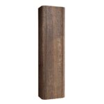 Softcube Badezimmerschrank 170 cm hoch mit abgerundeten Seiten und flacher Front in Eiche dunkel und push-to-open Tür.