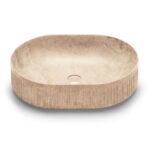 Van Heck Beige Oval 58 Aufsatzbecken aus Naturstein