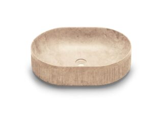 Van Heck Beige Oval 58 Aufsatzbecken aus Naturstein