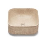 Van Heck Beige Quadratisch 39 Aufsatzbecken aus Naturstein