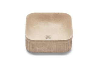 Van Heck Beige Quadratisch 39 Aufsatzbecken aus Naturstein