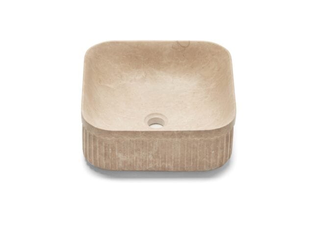 Van Heck Beige Quadratisch 39 Aufsatzbecken aus Naturstein