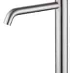 Moderne erhöhte Waschtischarmatur in Gebürstetes Nickel, ideal für Badmöbel mit Aufsatzwaschbecken, als Komplettset inklusive passendem Click-Clack-Verschluss  Der Click-Clack-Verschluss lässt sich durch Drücken einfach öffnen und schließen. Mit 5 Jahren