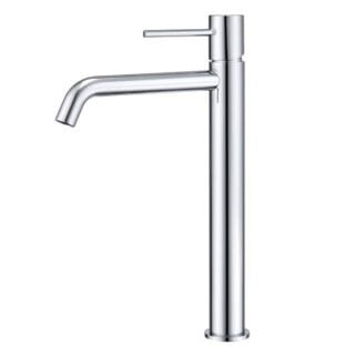 Moderne erhöhte Waschtischarmatur in Chrom, ideal für Badmöbel mit Aufsatzwaschbecken, als Komplettset inklusive passendem Click-Clack-Verschluss. Der Click-Clack-Verschluss lässt sich durch Drücken einfach öffnen und schließen. Mit 5 Jahren Garantie und