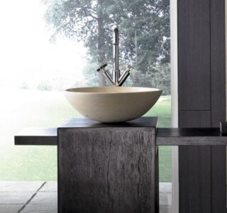 Van Heck Beige Aufsatzbecken Rund 40.5 aus Naturstein