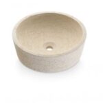 Van Heck Beige Aufsatzbecken Rund 40.5 aus Naturstein