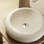 Aufsatzbecken Van Heck Beige Rund 45 aus Naturstein