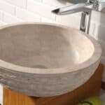 Aufsatzbecken Van Heck Beige Rund 45 aus Naturstein