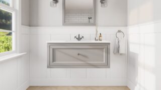 Manor House Grey klassisches Badezimmermöbel 100 cm mit Keramikwaschtisch im Landhausstil