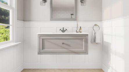 Manor House Grey klassisches Badezimmermöbel 100 cm mit Keramikwaschtisch im Landhausstil