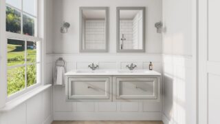 Manor House Grey klassisches Badezimmermöbel 140 cm mit Keramikwaschtisch im Landhausstil