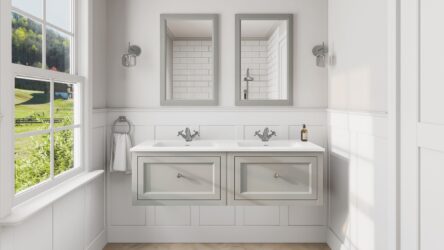 Manor House Grey klassisches Badezimmermöbel 140 cm mit Keramikwaschtisch im Landhausstil