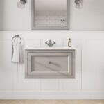 Manor House Grey klassisches Badezimmermöbel 70 cm mit Keramikwaschtisch im Landhausstil