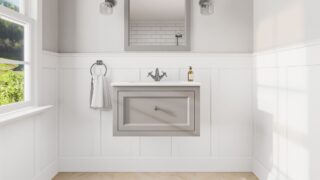 Manor House Grey klassisches Badezimmermöbel 70 cm mit Keramikwaschtisch im Landhausstil