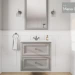 Klassischer Waschtischunterschrank 70 cm in Manor House Grey mit Keramikwaschtisch und 2 Schubladen