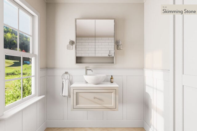 Skimming Stone klassisches Badezimmermöbel 80 cm im Landhausstil mit Aufsatzwaschbecken