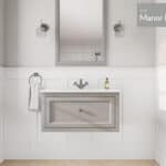 Manor House Grey klassisches Badezimmermöbel 80 cm mit Keramikwaschtisch im Landhausstil