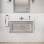Manor House Grey klassisches Badezimmermöbel 80 cm mit Keramikwaschtisch im Landhausstil