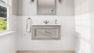 Manor House Grey klassisches Badezimmermöbel 80 cm mit Keramikwaschtisch im Landhausstil