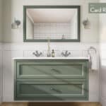 Landhaus-Badezimmermöbel 120 cm in Card Room Green mit Doppel-Keramikwaschtisch und 2 Schubladen