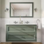 Landhaus-Badezimmermöbel 120 cm in Card Room Green mit Doppel-Keramikwaschtisch und 2 Schubladen
