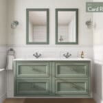 Klassischer Waschtischunterschrank 140 cm in Card Room Green mit Keramikwaschtisch und 2 Schubladen