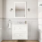 Klassischer Waschtischunterschrank 70 cm in All White mit Keramikwaschtisch und 2 Schubladen