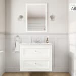 Klassischer Waschtischunterschrank 80 cm in All White mit Keramikwaschtisch und 2 Schubladen