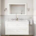 Landhaus-Badezimmermöbel 120 cm in All White mit Doppel-Keramikwaschtisch und 2 Schubladen
