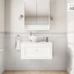All White klassisches Badezimmermöbel 80 cm im Landhausstil mit Aufsatzwaschbecken