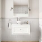 All White klassisches Badezimmermöbel 80 cm im Landhausstil mit Aufsatzwaschbecken