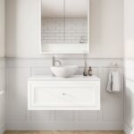 All White klassisches Badezimmermöbel 100 cm im Landhausstil mit Aufsatzwaschbecken