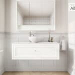 All White klassisches Badezimmermöbel 120 cm im Landhausstil mit Aufsatzwaschbecken (elegant)