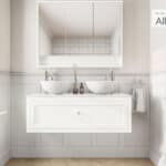 All White klassisches Badezimmermöbel 120 cm im Landhausstil mit Aufsatzwaschbecken